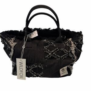 Wildfox Black Denim Fringe Duffle Bag NWT